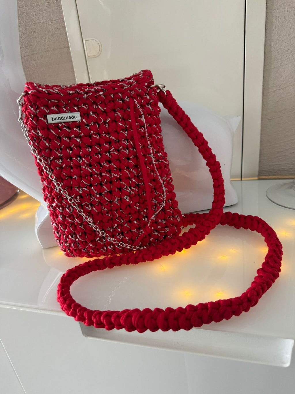 Handytasche Rot-Glitzer
