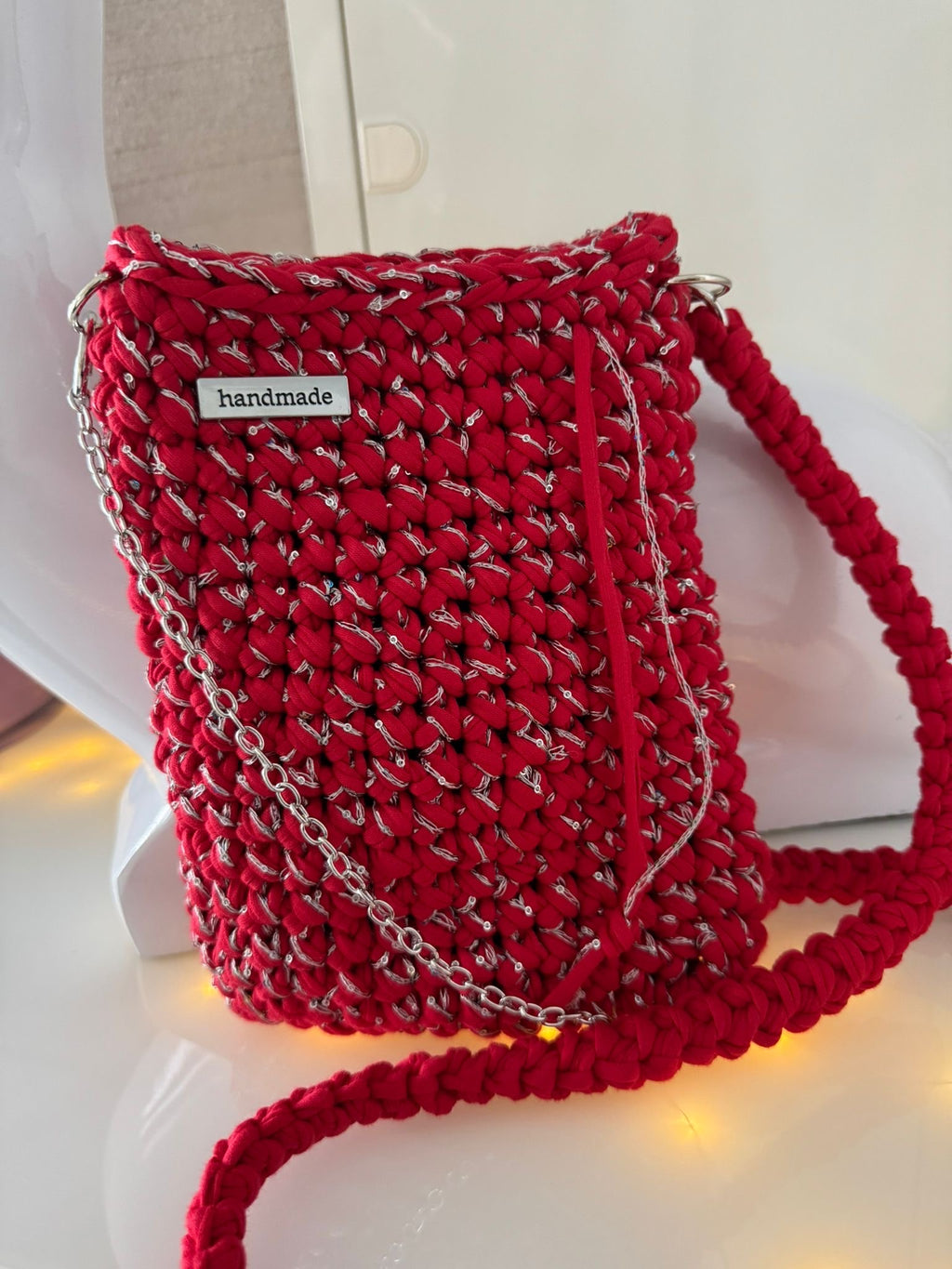 Handytasche Rot-Glitzer