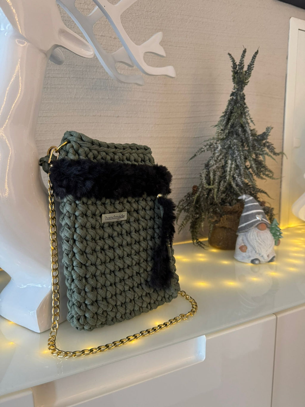 Handytasche Grün Kunstfell