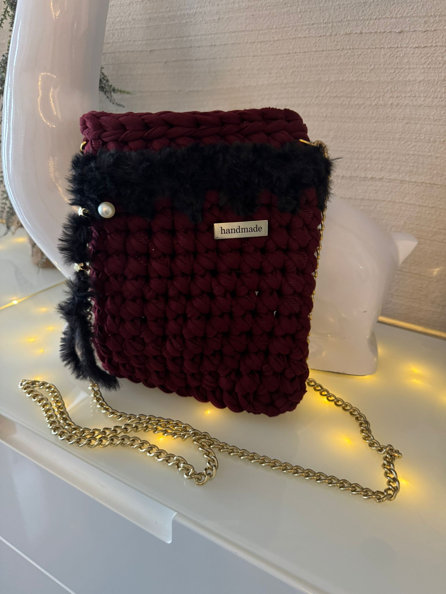 Handytasche Rot Kunstfell