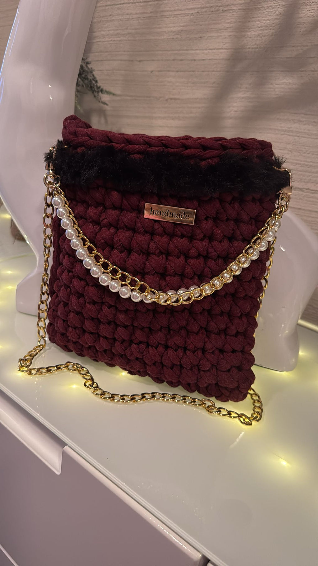 Handy Tasche Rot Perlen