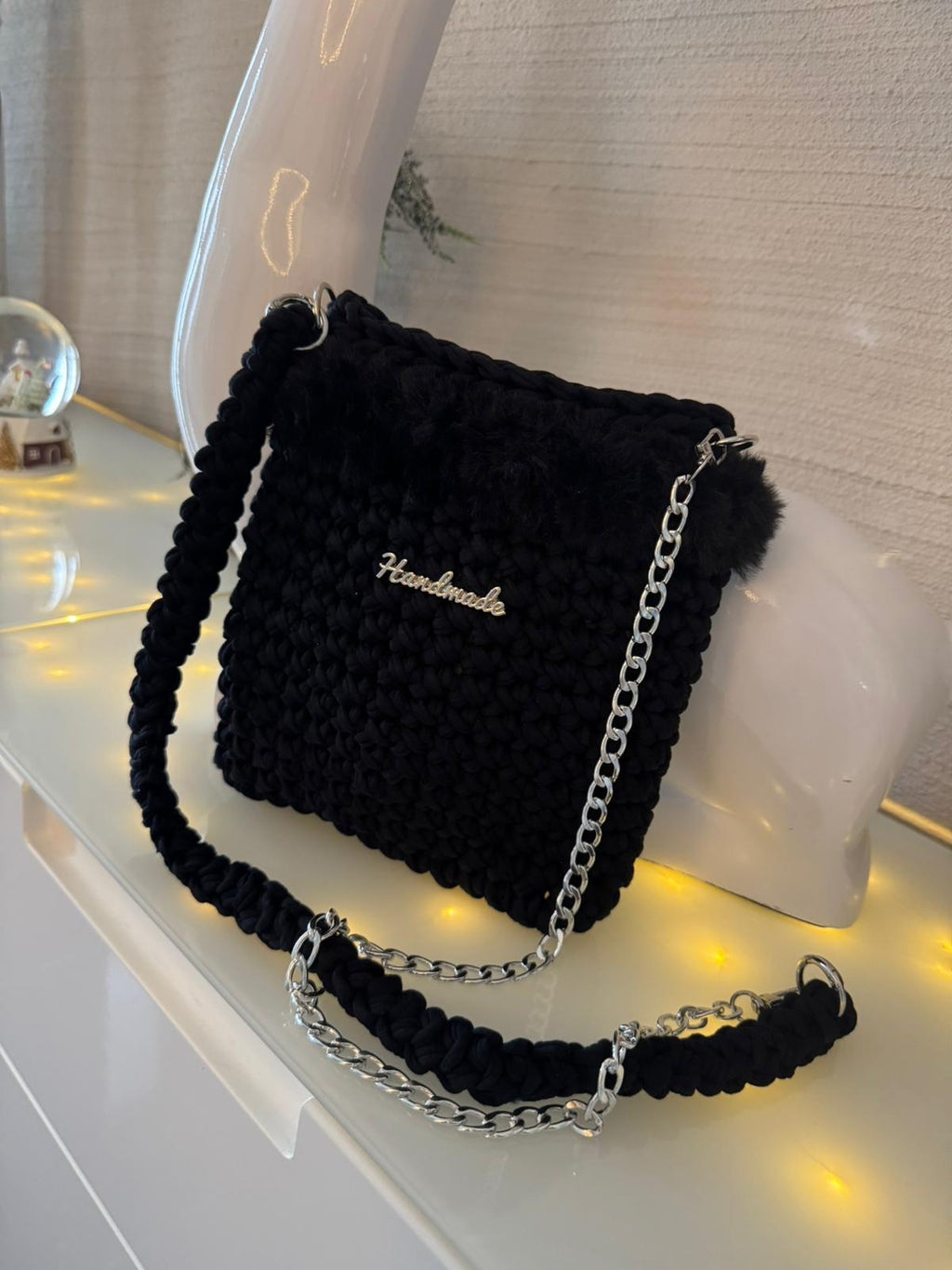 Handy Tasche Schwarz Kunstfell