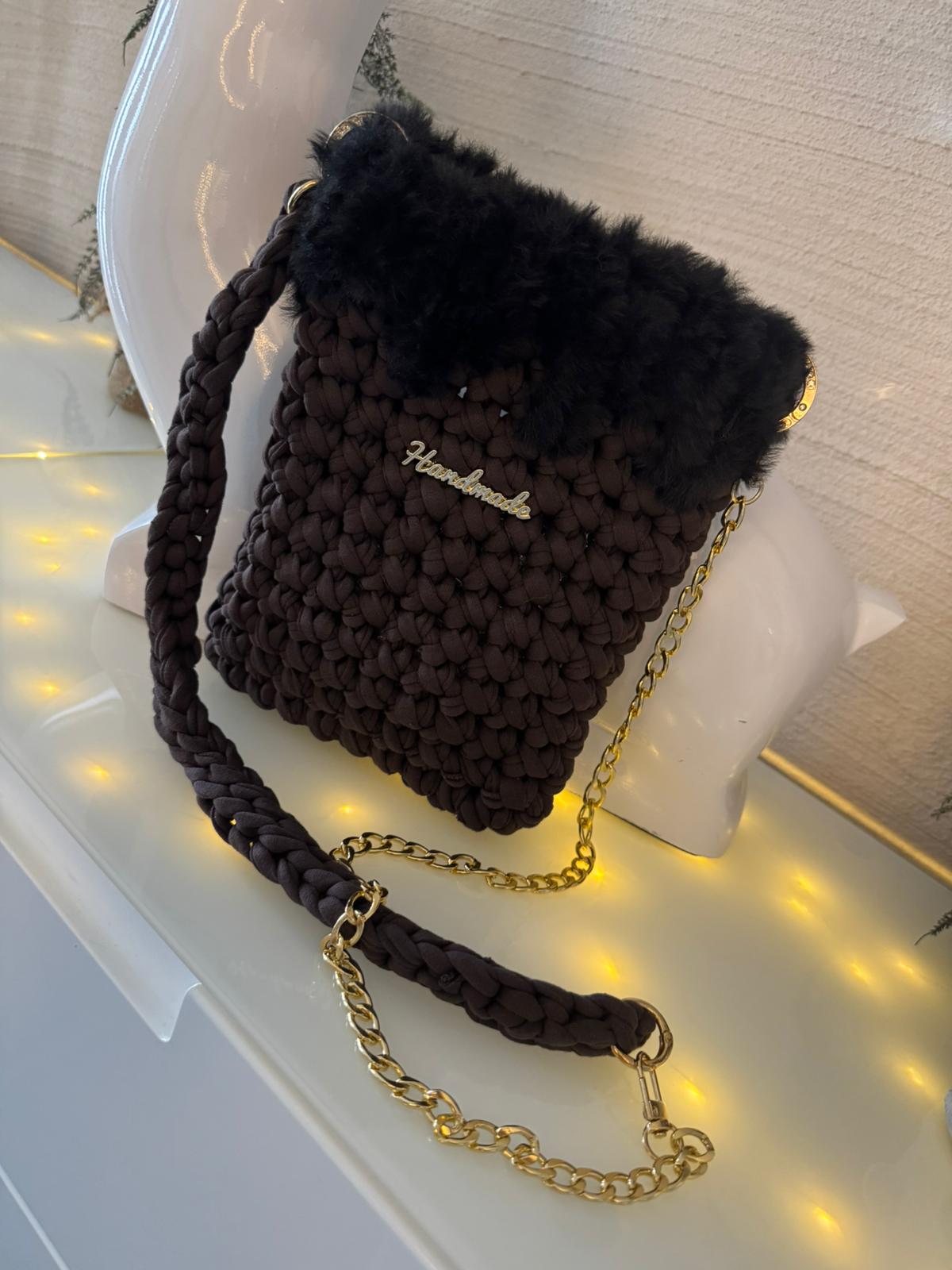 Handy Tasche Braun Kunstfell