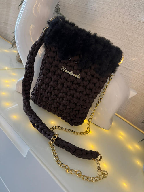 Handy Tasche Braun Kunstfell