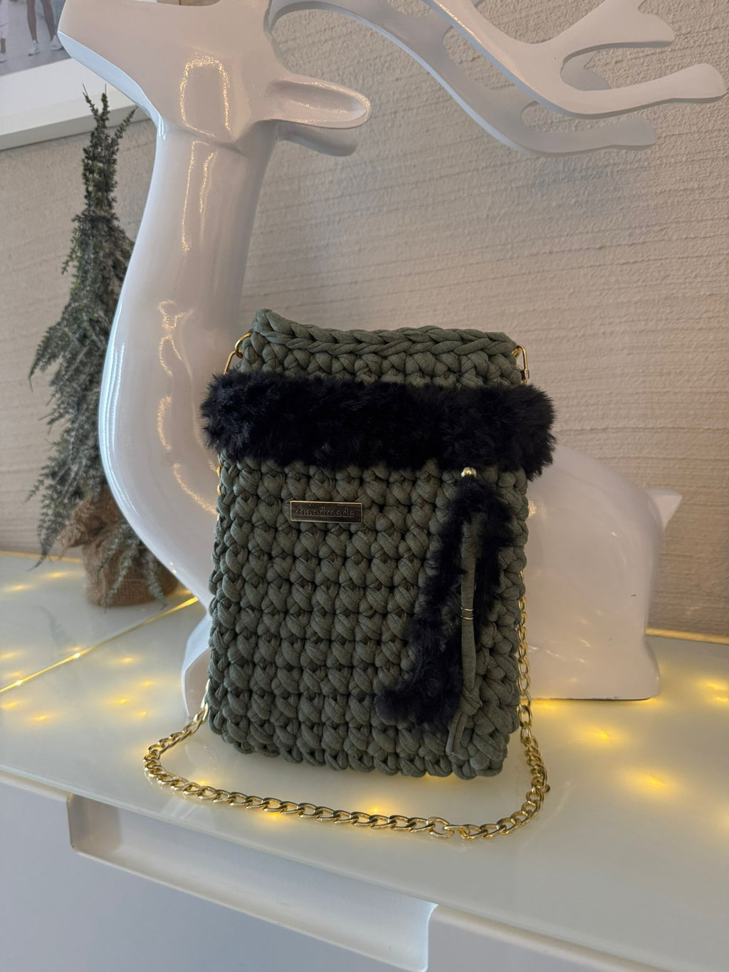 Handytasche Grün Kunstfell