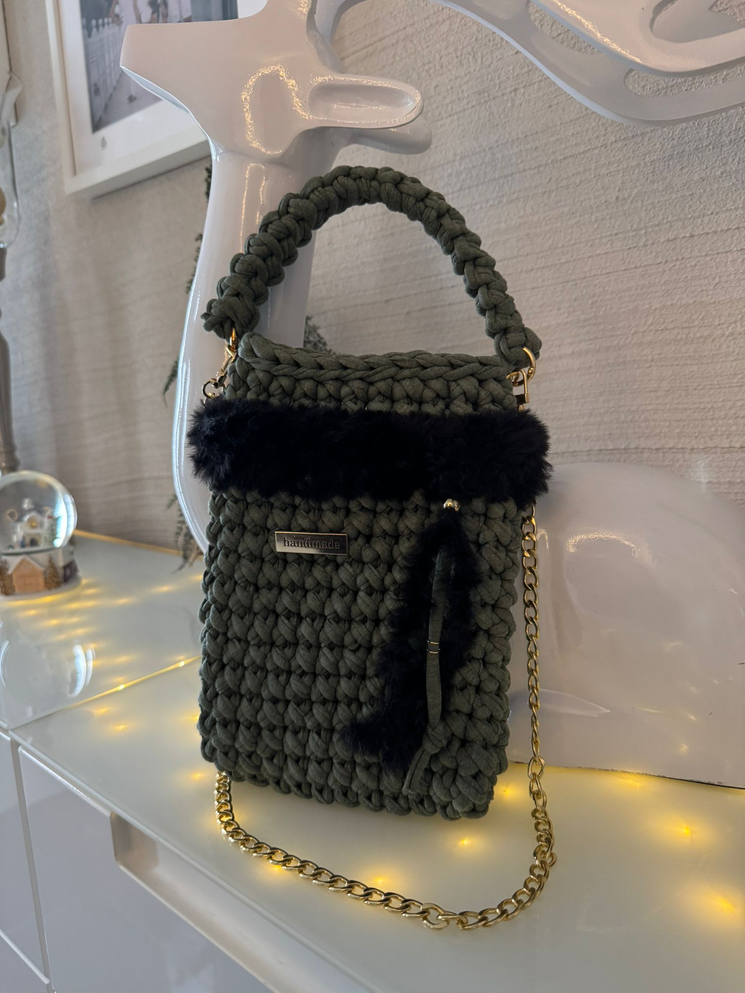 Handytasche Grün Kunstfell