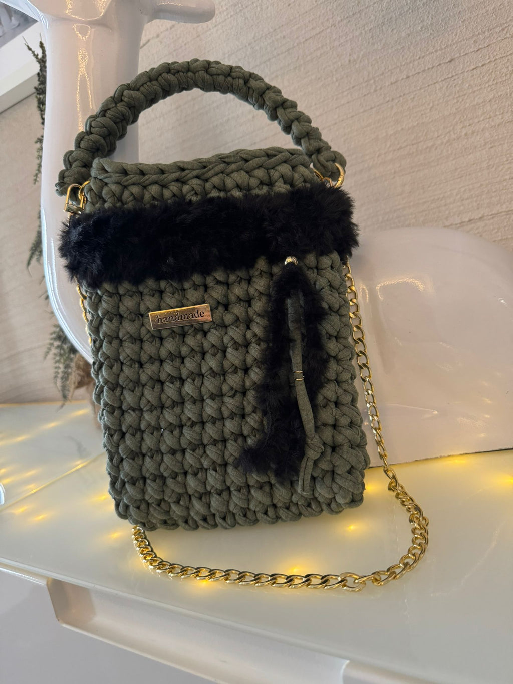 Handytasche Grün Kunstfell