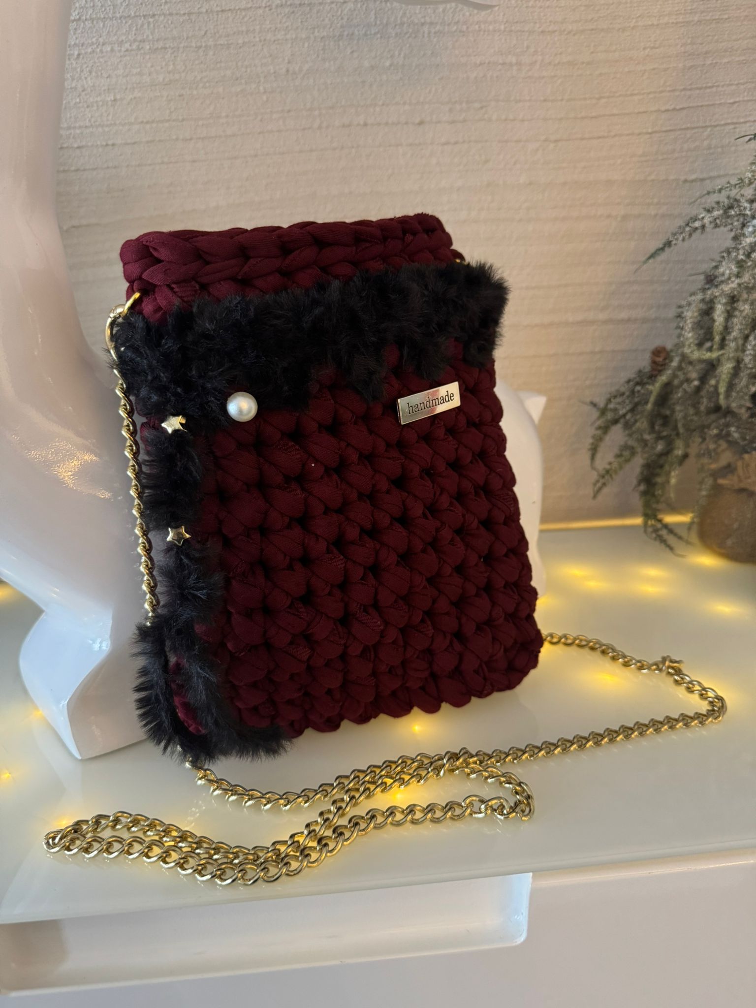 Handytasche Rot Kunstfell