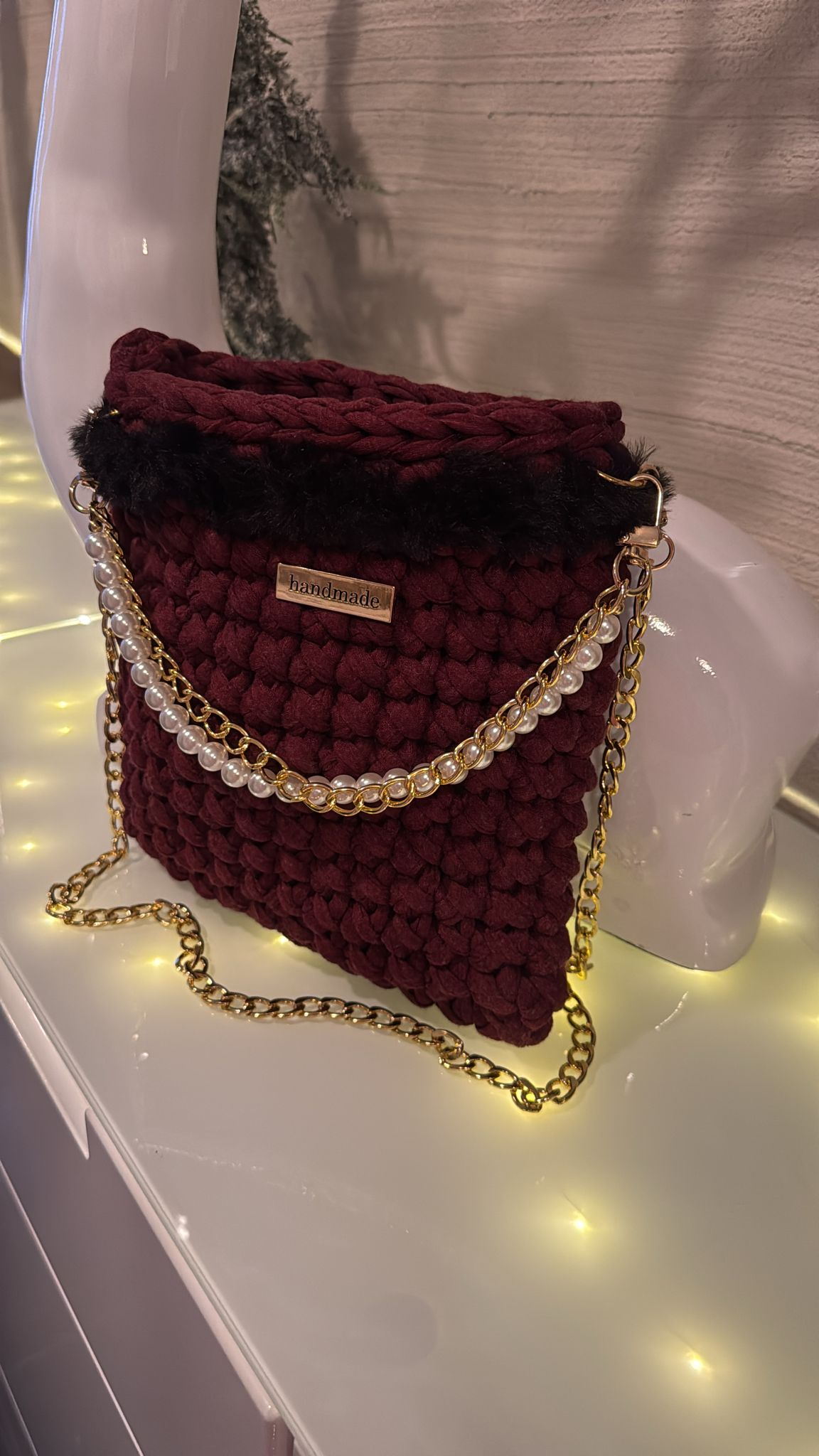 Handy Tasche Rot Perlen