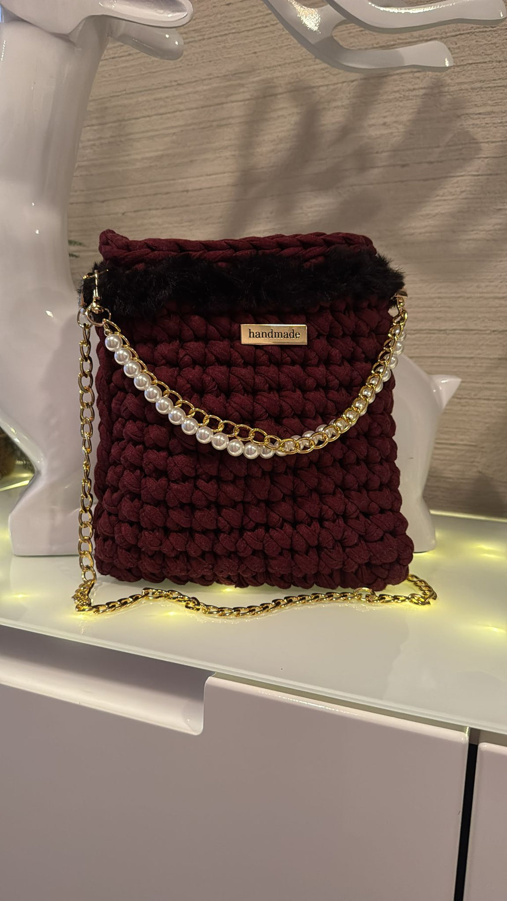 Handy Tasche Rot Perlen