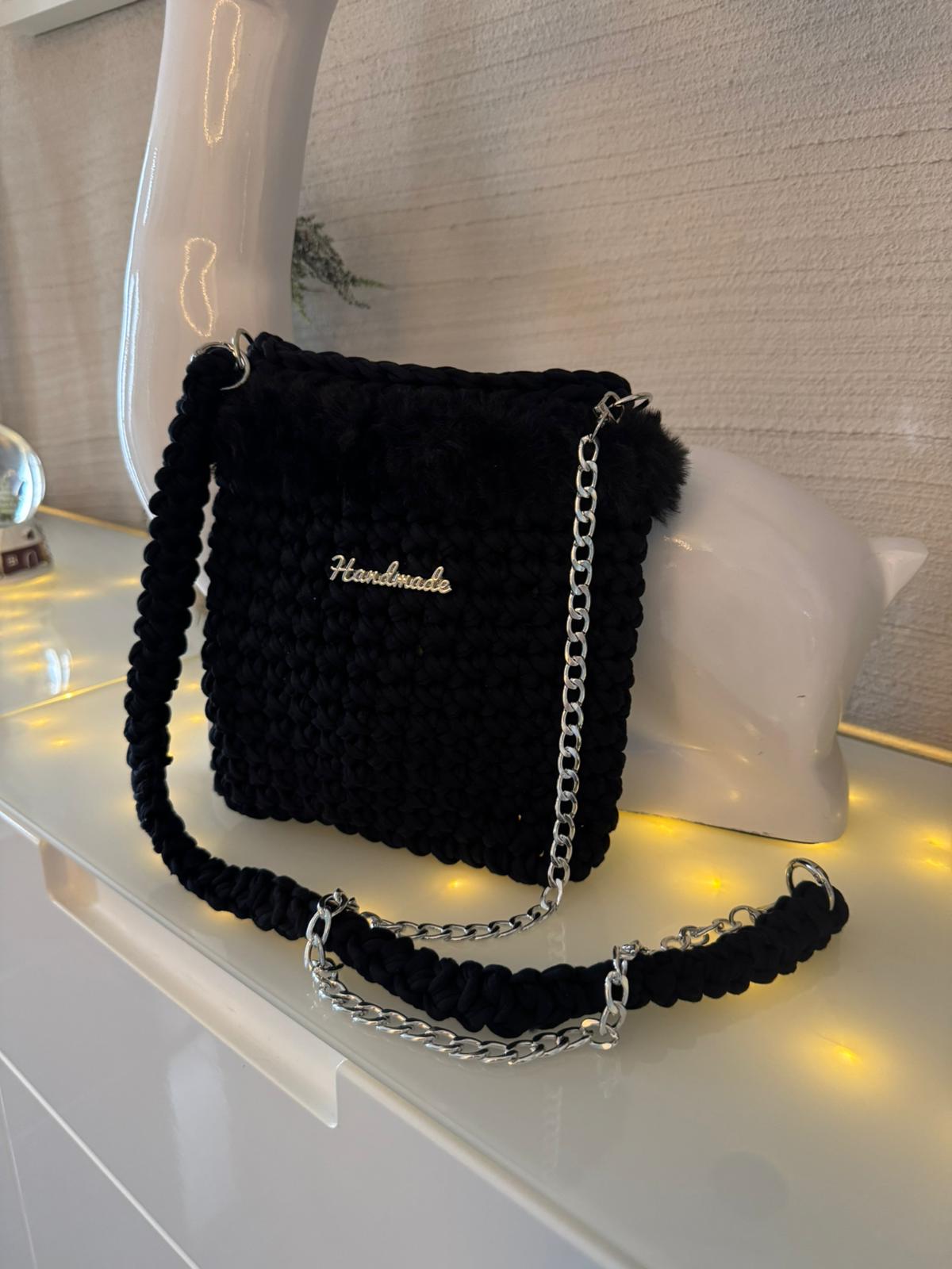 Handy Tasche Schwarz Kunstfell