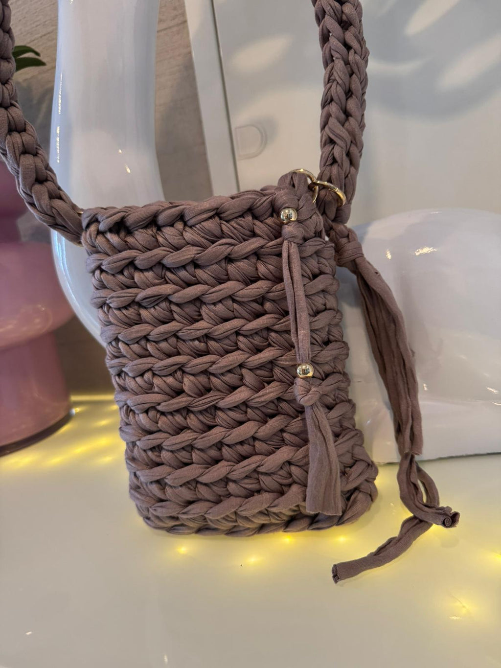 Handytasche Braun Kordel